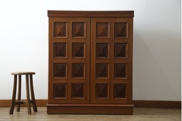 ヨーロッパヴィンテージ　チーク材　ワインラックに活躍!クラシカルなデザインが素敵なサーバー　(R-069111)