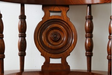 中古　美品!!　松本民芸家具　欅(ケヤキ)材　艶やかな漆塗りと存在感のあるホイールデザインが格好良い大キャプテンチェア　定価約60万円　(R-069114)