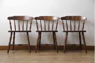 和製ビンテージ　飛騨家具　WINDS太平　ブナ材製のチェア3脚セット(ダイニングチェア、椅子、イス、板座チェア、ヴィンテージ)(R-069128)
