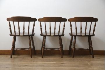 和製ビンテージ　飛騨家具　WINDS太平　ブナ材製のチェア3脚セット(ダイニングチェア、椅子、イス、板座チェア、ヴィンテージ)(R-069128)