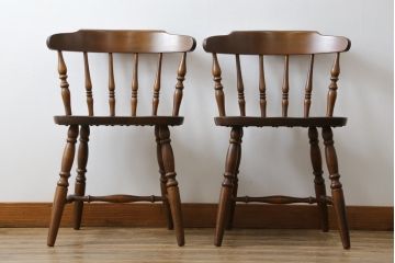 和製ビンテージ　飛騨家具　WINDS太平　ブナ材製のチェア2脚セット(ダイニングチェア、椅子、イス、板座チェア、ヴィンテージ)(R-069129)