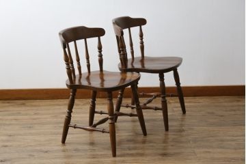 和製ビンテージ　飛騨家具　WINDS太平　ブナ材製のチェア2脚セット(ダイニングチェア、椅子、イス、板座チェア、ヴィンテージ)(R-069129)