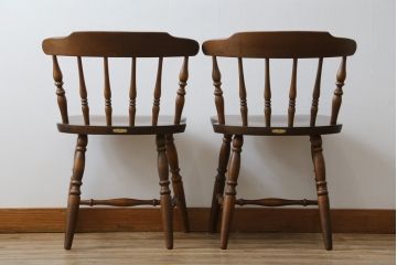 和製ビンテージ　飛騨家具　WINDS太平　ブナ材製のチェア2脚セット(ダイニングチェア、椅子、イス、板座チェア、ヴィンテージ)(R-069129)