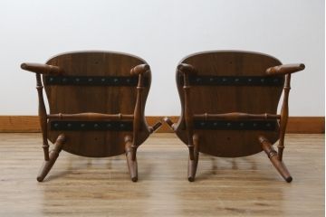 和製ビンテージ　飛騨家具　WINDS太平　ブナ材製のチェア2脚セット(ダイニングチェア、椅子、イス、板座チェア、ヴィンテージ)(R-069129)