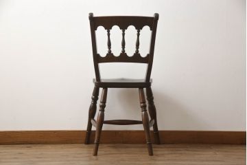 和製ビンテージ　松本民芸家具　#49型A　背もたれの美しいデザインが印象的なワイコムチェア(板座チェア、ダイニングチェア、椅子、イス、ヴィンテージ)(定価約11万円)(R-069130)