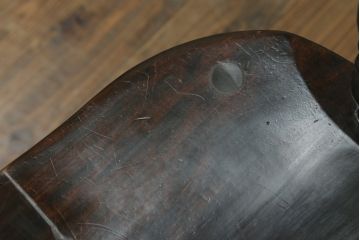 和製ビンテージ　松本民芸家具　#91型　落ち着きのある大人カフェ風インテリアが叶うアームチェア2脚セット(キャプテンチェア、板座チェア、椅子、ダイニングチェア、イス、ヴィンテージ)(定価2脚で約26万円)(R-069131)