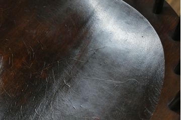 和製ビンテージ　松本民芸家具　#91型　落ち着きのある大人カフェ風インテリアが叶うアームチェア2脚セット(キャプテンチェア、板座チェア、椅子、ダイニングチェア、イス、ヴィンテージ)(定価2脚で約26万円)(R-069131)