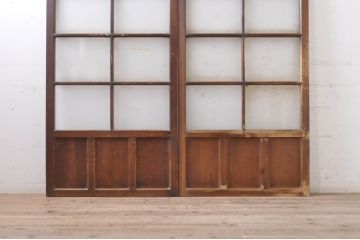 アンティーク建具　どこか懐かしい佇まいが魅力のガラス戸2枚セット(引き戸)(R-069147)