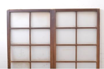 アンティーク建具　どこか懐かしい佇まいが魅力のガラス戸2枚セット(引き戸)(R-069147)