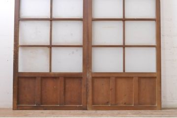 アンティーク建具　どこか懐かしい佇まいが魅力のガラス戸2枚セット(引き戸)(R-069147)