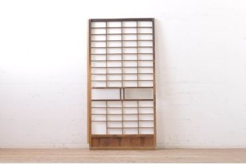 アンティーク建具　昔懐かしい佇まいが魅力のガラス入りの障子戸1枚(引き戸、ガラス帯戸)(R-069149)