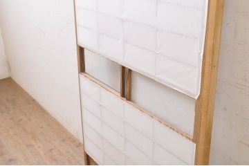 アンティーク建具　昔懐かしい佇まいが魅力のガラス入りの障子戸1枚(引き戸、ガラス帯戸)(R-069149)