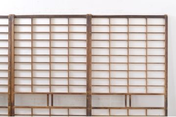 アンティーク建具　昔懐かしい佇まいが魅力のガラス入りの障子戸4枚セット(引き戸、ガラス帯戸)(R-069150)