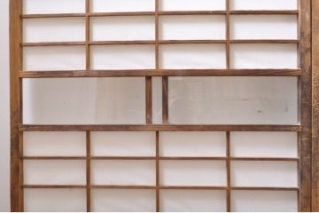 アンティーク建具　昔懐かしい佇まいが魅力のガラス入りの障子戸4枚セット(引き戸、ガラス帯戸)(R-069150)