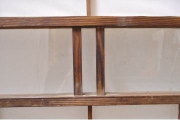 アンティーク建具　昔懐かしい佇まいが魅力のガラス入りの障子戸4枚セット(引き戸、ガラス帯戸)(R-069150)