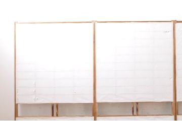 アンティーク建具　昔懐かしい佇まいが魅力のガラス入りの障子戸4枚セット(引き戸、ガラス帯戸)(R-069150)