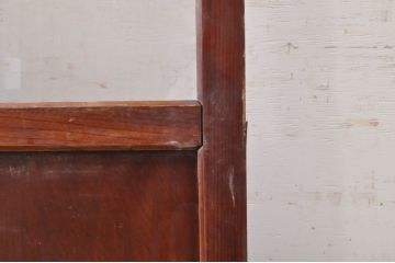 アンティーク建具　総欅(ケヤキ)材　漆塗り　和モダンな空間を演出するガラス帯戸1枚(引き戸、板戸)(R-069152)
