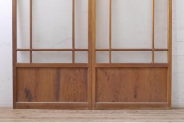 アンティーク建具　大正ロマン　ノスタルジックな雰囲気漂うガラス戸2枚セット(引き戸)(R-069155)