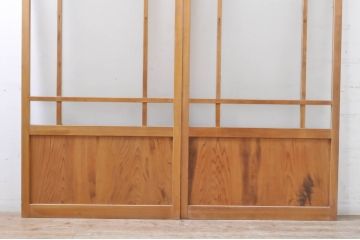 アンティーク建具　大正ロマン　ノスタルジックな雰囲気漂うガラス戸2枚セット(引き戸)(R-069155)