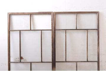 アンティーク建具　大正ロマン　和の空間を演出するガラス戸2枚セット(引き戸)(R-069157)