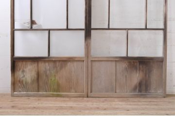 アンティーク建具　大正ロマン　和の空間を演出するガラス戸2枚セット(引き戸)(R-069157)