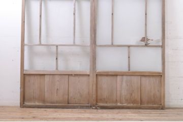 アンティーク建具　大正ロマン　和の空間を演出するガラス戸2枚セット(引き戸)(R-069157)