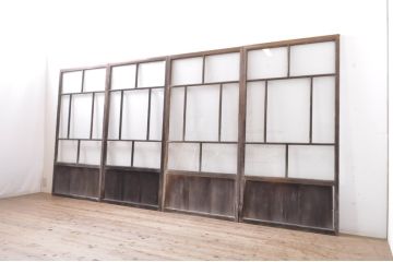 アンティーク建具　大正ロマン　和の空間を演出するガラス戸4枚セット(引き戸)(R-069158)