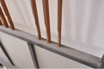 アンティーク建具　ノスタルジックな雰囲気溢れるガラス入り障子戸4枚セット(引き戸、ガラス戸)(R-069161)