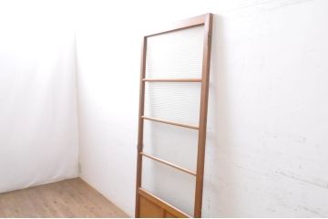 アンティーク建具　レトロな雰囲気を醸し出すモールガラス扉1枚(木製扉、ドア)(R-069163)