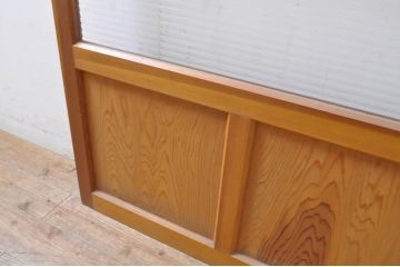 アンティーク建具　レトロな雰囲気を醸し出すモールガラス扉1枚(木製扉、ドア)(R-069163)