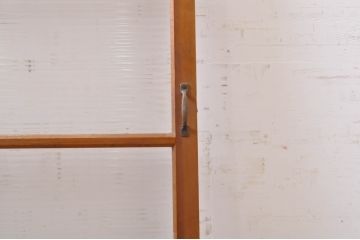 アンティーク建具　レトロな雰囲気を醸し出すモールガラス扉1枚(木製扉、ドア)(R-069163)