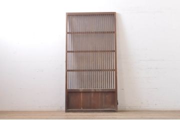 アンティーク建具　和の雰囲気溢れる格子扉1枚(木製扉、ドア、格子戸)(R-069165)