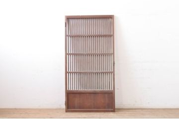 アンティーク建具　和の雰囲気溢れる格子扉1枚(木製扉、ドア、格子戸)(R-069165)