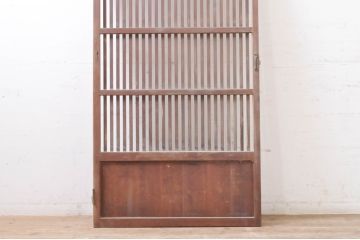 アンティーク建具　和の雰囲気溢れる格子扉1枚(木製扉、ドア、格子戸)(R-069165)