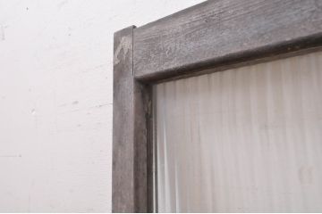 アンティーク建具　インテリアに合わせやすいシンプルデザインのモールガラス窓2枚セット(引き戸、ガラス戸)(R-069166)