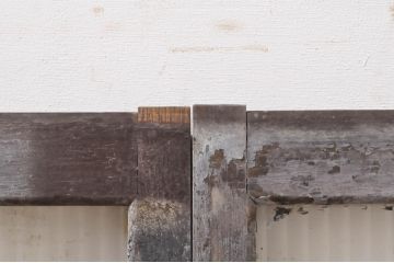 アンティーク建具　インテリアに合わせやすいシンプルデザインのモールガラス窓2枚セット(引き戸、ガラス戸)(R-069166)