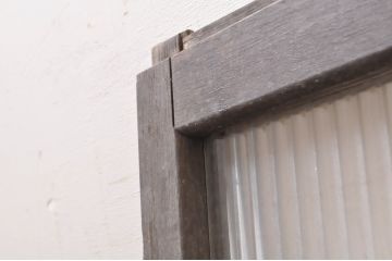 アンティーク建具　インテリアに合わせやすいシンプルデザインのモールガラス窓2枚セット(引き戸、ガラス戸)(R-069166)