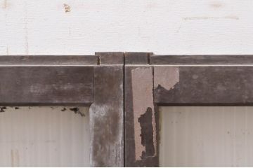アンティーク建具　インテリアに合わせやすいシンプルデザインのモールガラス窓2枚セット(引き戸、ガラス戸)(R-069166)