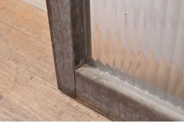 アンティーク建具　インテリアに合わせやすいシンプルデザインのモールガラス窓2枚セット(引き戸、ガラス戸)(R-069166)