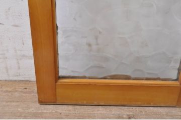 アンティーク建具　シンプルデザインでインテリアに取り入れやすいレトロガラス入りFIX窓枚(フィックス、はめ殺し、ガラス窓)(R-069167)