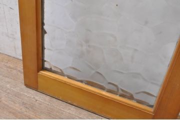 アンティーク建具　シンプルデザインでインテリアに取り入れやすいレトロガラス入りFIX窓枚(フィックス、はめ殺し、ガラス窓)(R-069167)
