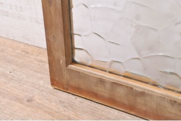 アンティーク建具　シンプルデザインでインテリアに取り入れやすいレトロガラス入りFIX窓枚(フィックス、はめ殺し、ガラス窓)(R-069167)