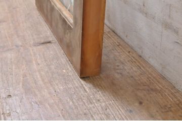 アンティーク建具　シンプルデザインでインテリアに取り入れやすいレトロガラス入りFIX窓枚(フィックス、はめ殺し、ガラス窓)(R-069167)