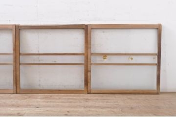 アンティーク建具　レトロな雰囲気漂うモールガラス窓4枚セット(引き戸、ガラス戸)(R-069168)