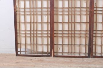 アンティーク建具　和の空間を演出する障子戸窓4枚セット(引き戸、書院戸)(R-069169)