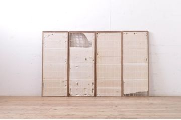 アンティーク建具　和の空間を演出する障子戸窓4枚セット(引き戸、書院戸)(R-069169)
