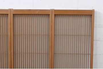 アンティーク建具　上質な和の空間を演出する片面ガラス書院戸4枚セット(引き戸、ガラス戸、ガラス窓)(R-069171)