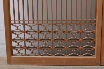 アンティーク建具　上質な和の空間を演出する片面ガラス書院戸4枚セット(引き戸、ガラス戸、ガラス窓)(R-069171)