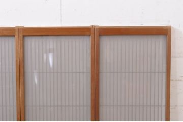 アンティーク建具　上質な和の空間を演出する片面ガラス書院戸4枚セット(引き戸、ガラス戸、ガラス窓)(R-069171)