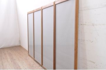アンティーク建具　上質な和の空間を演出する片面ガラス書院戸4枚セット(引き戸、ガラス戸、ガラス窓)(R-069171)